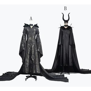Maleficent Witch Cosplay Costume Women Black Dress Halloween 