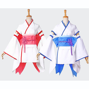 Starting Life in Another World Rem/Ram kimono costume cosplay Halloween outfit blue red dress 